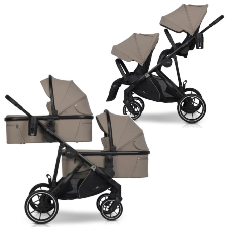 EasyGo DuoFlex Savana Beige 2+2 wózek bliźniaczy wielofunkcyjny